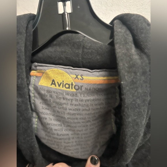 AVIATOR NATION Women’s Dark Grey Hoodie with Smily Face - Size X-Small - Picture 3 of 12